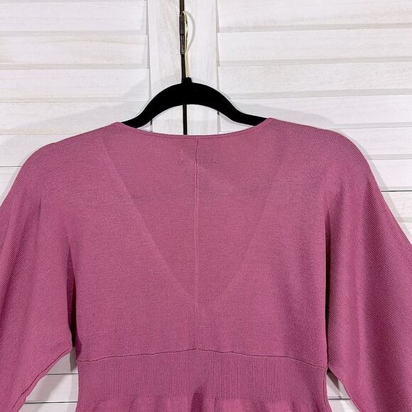MIXIT Sweater Medium Pink Wool Blend Plunge Neckline - Picture 11 of 13